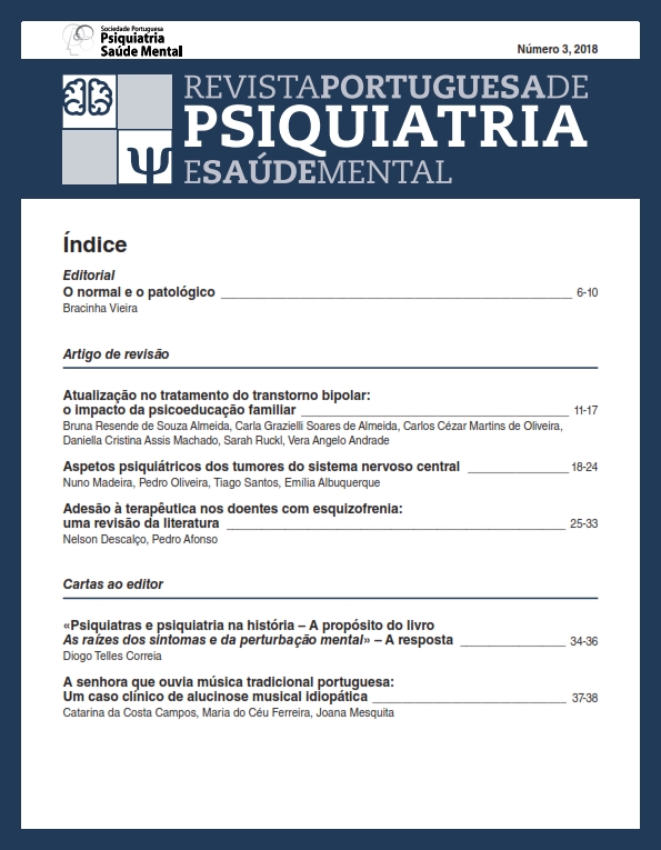 					Ver N.º 3 (2018): Revista Portuguesa de Psiquiatria e Saúde Mental
				